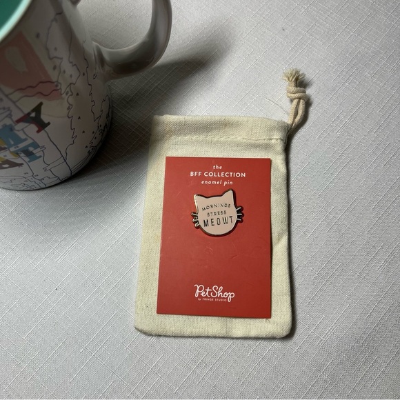 Cat-Themed Mug & Pin. New. Mug - I LOVE MY CAT. Pin - Mornings Stresses MEOWT. - Picture 3 of 10